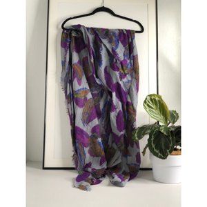 Purple Feather Design Scarf